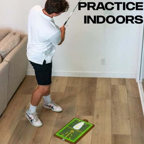 Portable swing feedback mat on a practice surface