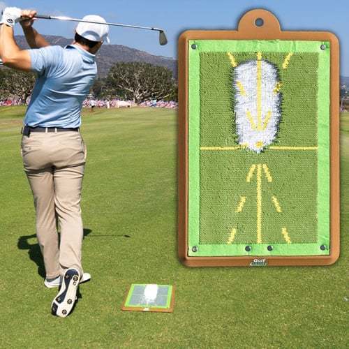 Strike feedback shown on a golf swing practice mat